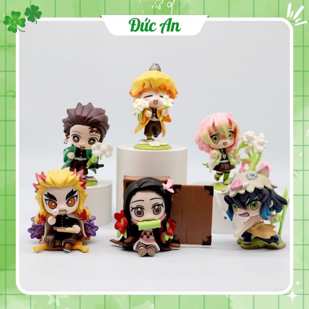 Hộp mù Kimetsu No Yaiba Chibi Cao Cấp, Mô hình Kimetsu No Yaiba anime chibi Tanjirou Nezuko Zenitsu