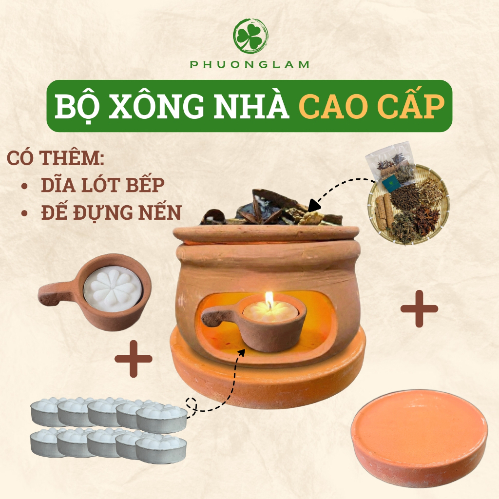 Bộ bếp xông thảo mộc đất nung xông nhà thư giãn đủ món