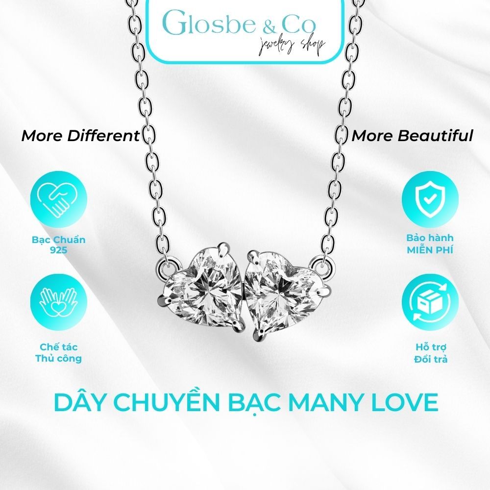 Dây Chuyền Many Love Glosbe & Co Bạc 925 Viên Cubic Zirconia Trái Tim 6mm - DNU46