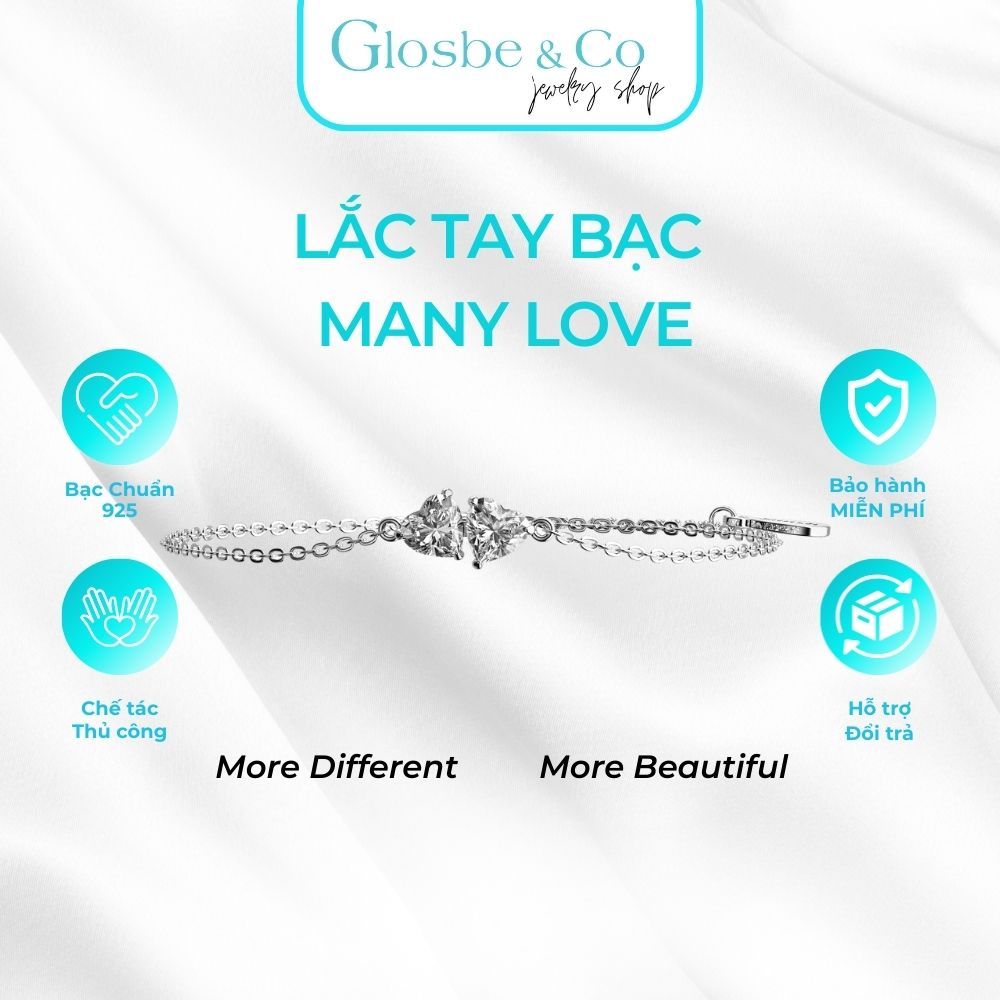 Lắc Tay Many Love Glosbe & Co Bạc 925 Viên Cubic Zirconia Trái Tim 6mm - LTAY20