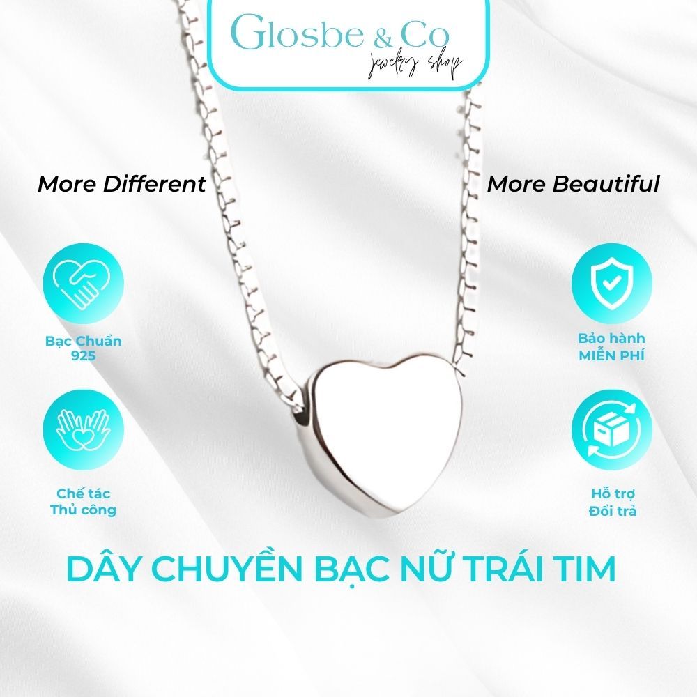 Dây Chuyền Nữ Trái Tim Xinh Glosbe & Co Bạc 925 Thiết Kế Đơn Giản, Đáng Yêu, Xinh Xắn - DNU73