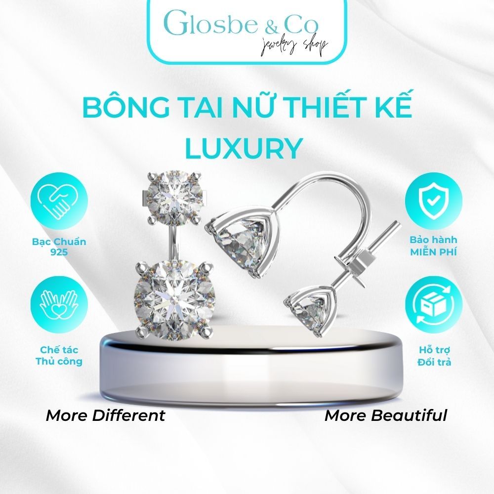 Bông Tai Nữ Thiết Kế Luxury Glosbe & Co Bạc 925 Đá Cubic Zirconia - BT94