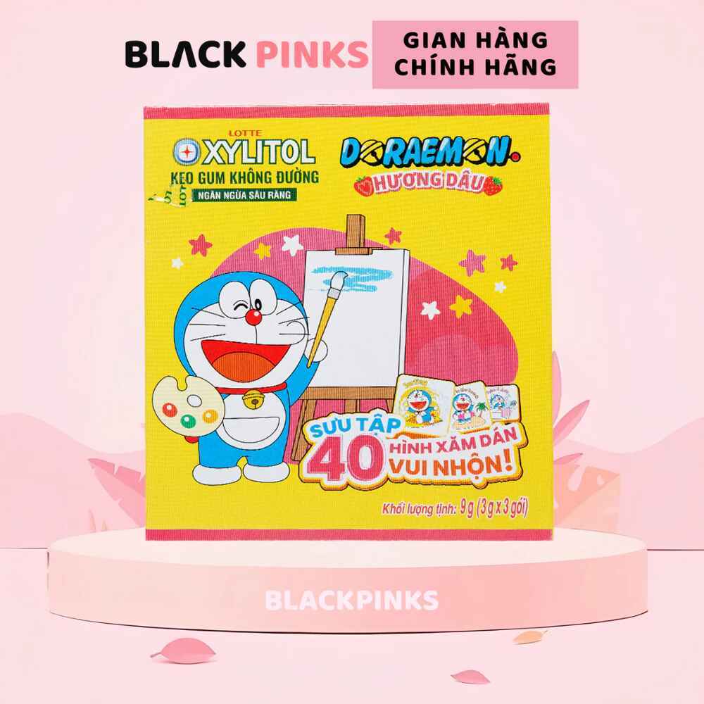 Kẹo sing-gum Lotte Doraemon hương dâu hộp 9g