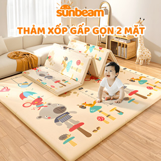 [LOẠI 1] Thảm Xốp Gấp Gọn 2 Mặt Cho Trẻ Ngồi Chơi SUNBEAM Dày 1CM, Thảm Tập Bò Cho Bé 180x160cm