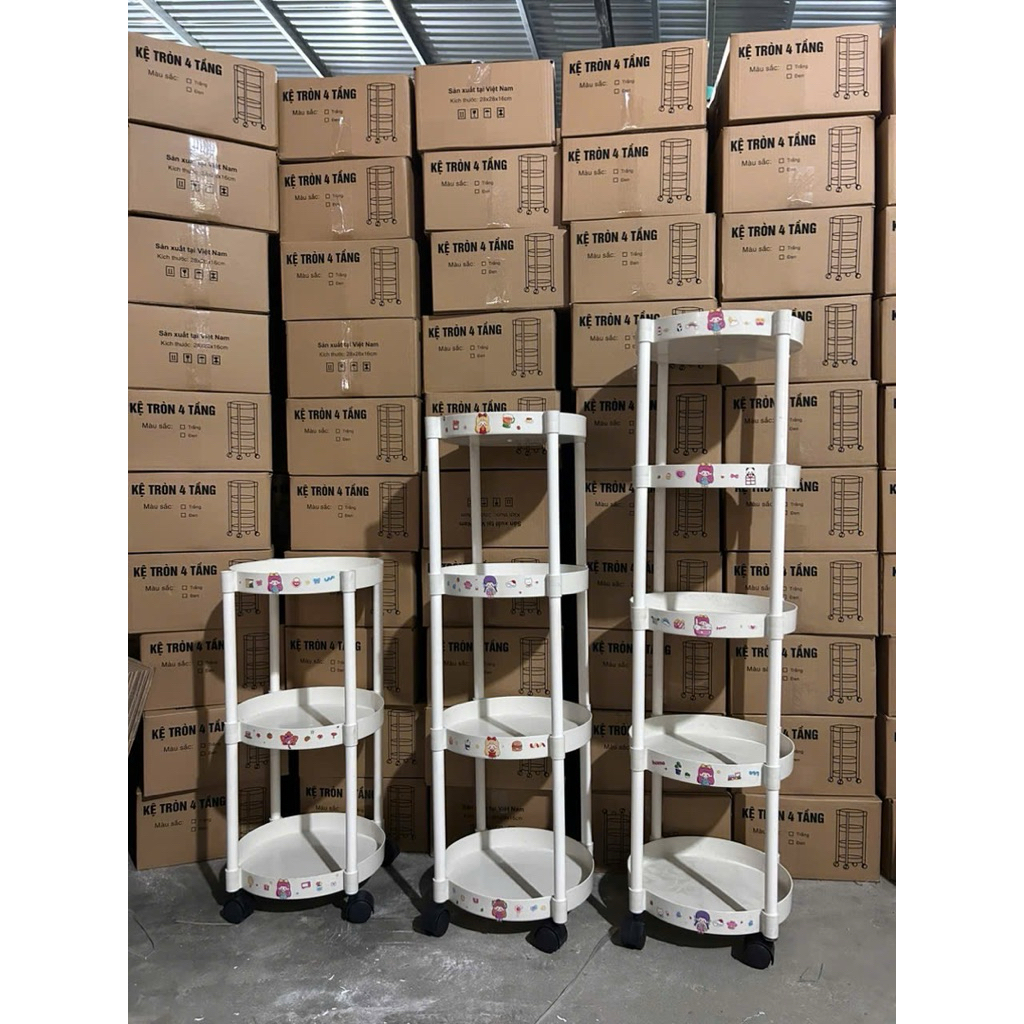 Kệ Tròn Để Đồ Đa Năng Đựng Đồ Nhà Bếp, Nhà Tắm, Phòng Ngủ, Kệ Sách Kệ Đa Năng Gấp Gọn Có bánh xe xoa