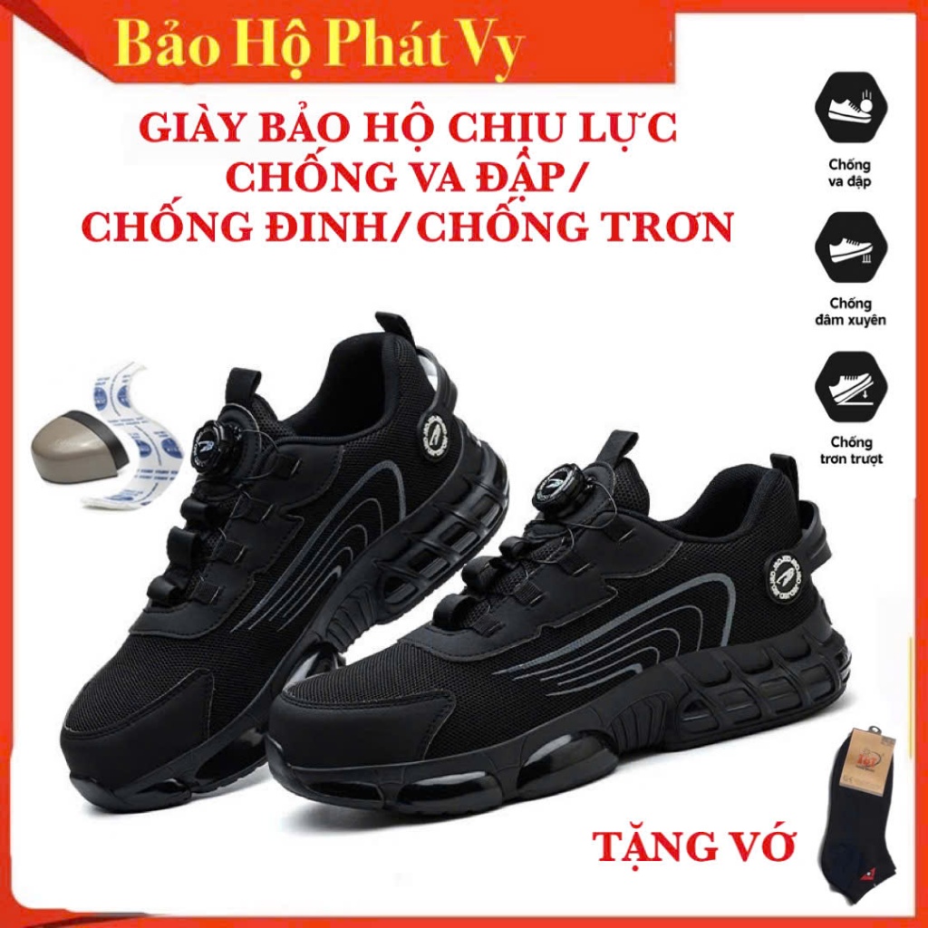 Giày Bảo Hộ Lao Động Nút Vặn Siêu Nhẹ SAFEGO 269 Mũi Bọc Thép Chống Va Đập/Đế Kevlar Chống Đinh/Chống Trơn Trượt-Tặng Vớ