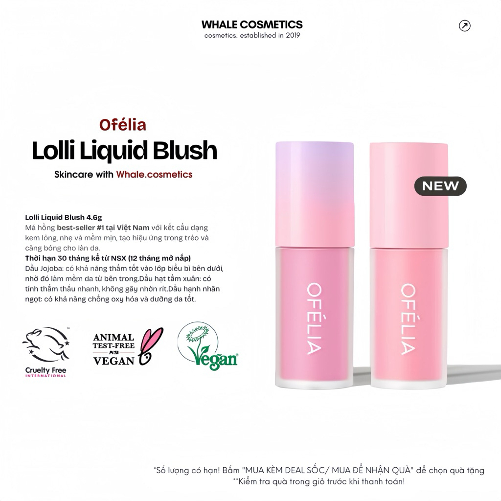(OFÉLIA) Má Hồng Dạng Kem OFÉLIA Lolli Liquid Blush (4.6g)
