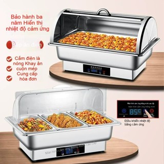 Máy hâm nóng thức ăn buffet-nồi hâm buffet cao cấp-Vỏ nhựa PC trong suốt-Thép không gỉ dày