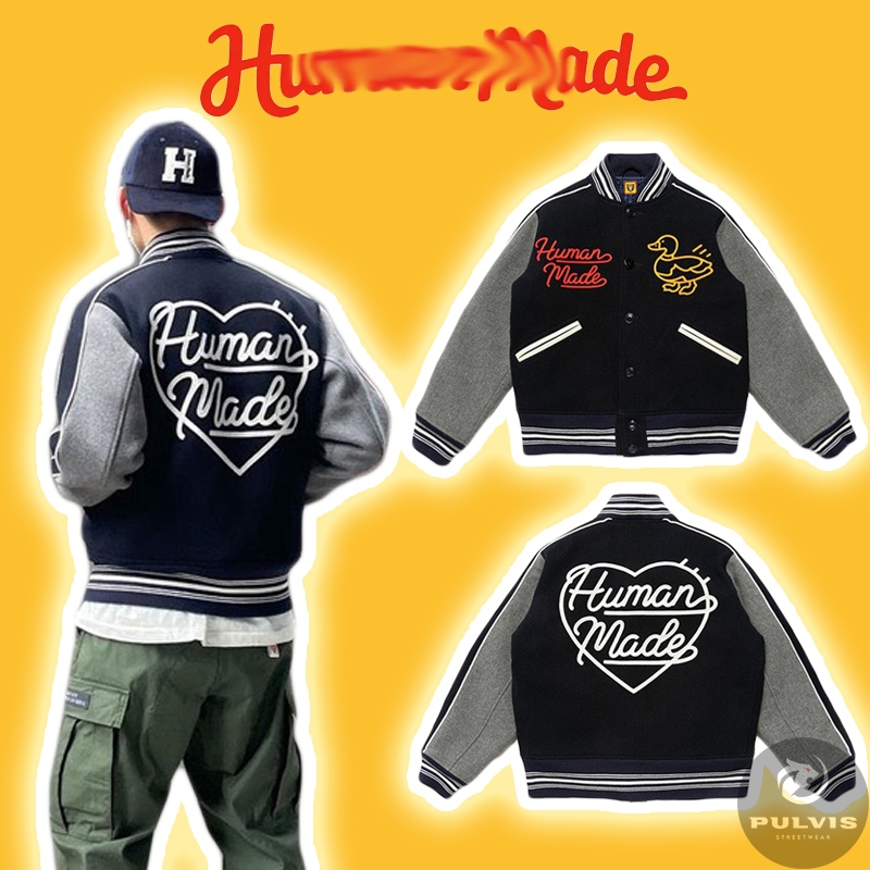 ⚡️[Hight Quality] - Áo Khoác HUMAN M Duck Varsity Jacket, Áo bomber Jacket Made cao cấp