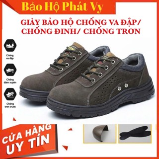 {Tặng Lót Giày}Giày Bảo Hộ Lao Động AQX MS78 Da Lộn Mũi Thép Chống Va Đập/Đế Lót Thép Chống Đinh/Chống Trơn