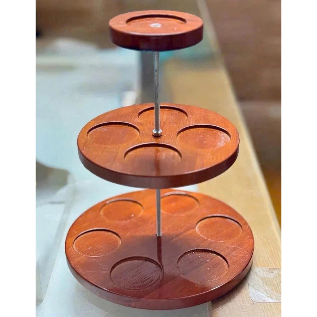 Tháp gỗ 3 tầng bày bia nước ngọt,tháp gỗ 3 tầng trưng bày ban thờ ngày Tết