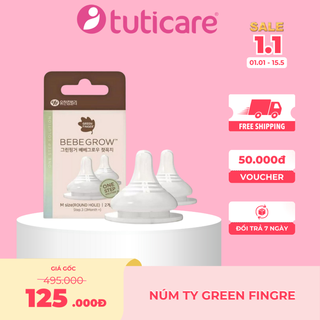 Núm ti Green Finger Hàn Quốc chính hãng đủ size S/M/L/LL  [Lắp vừa bình Moy, Tovi,...]