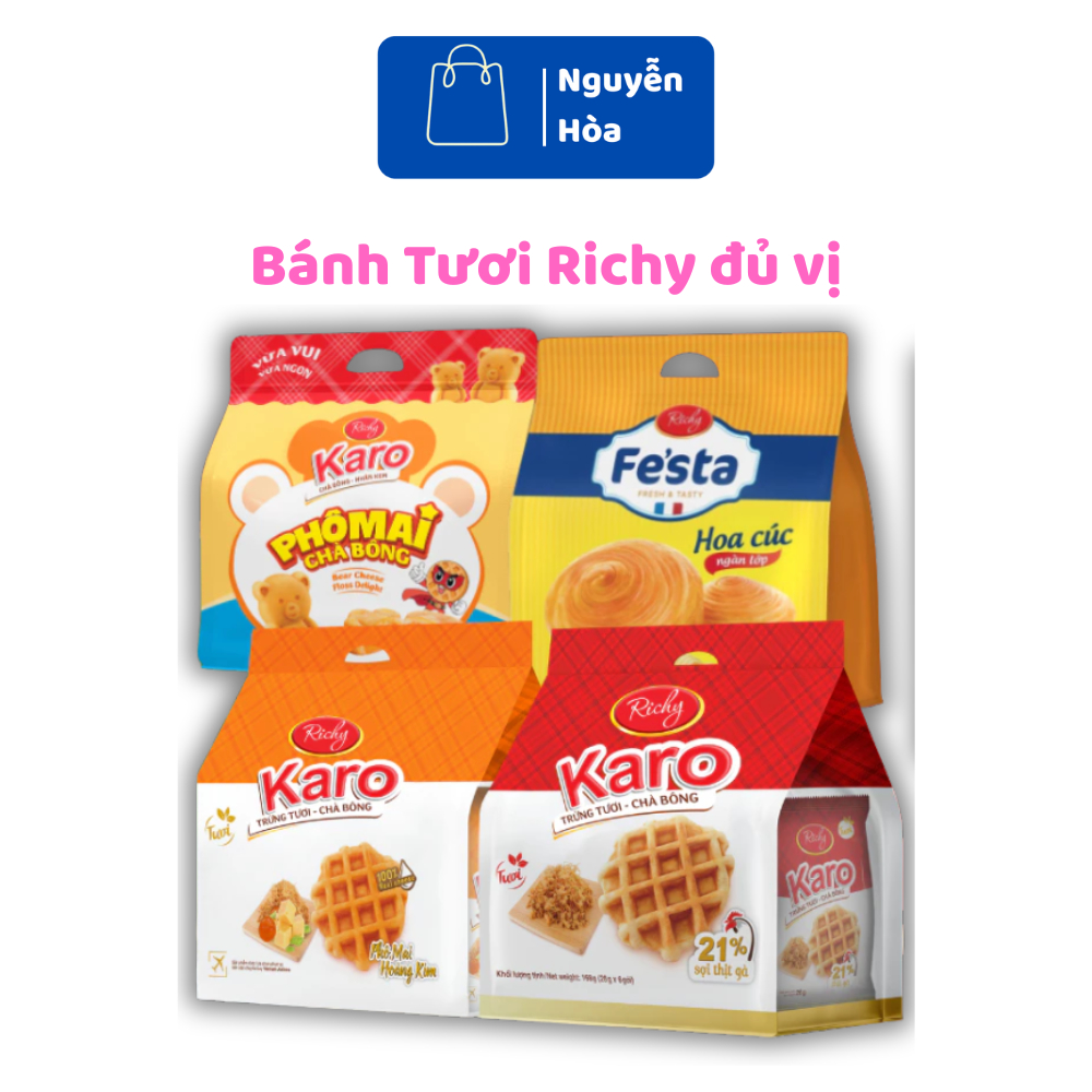 COMBO 2 Bánh Tươi Richy Đủ Vị: Karo Trứng Tươi Chà Bông / Phô Mai & Festa Hoa Cúc | Bữa Sáng Dinh Dư