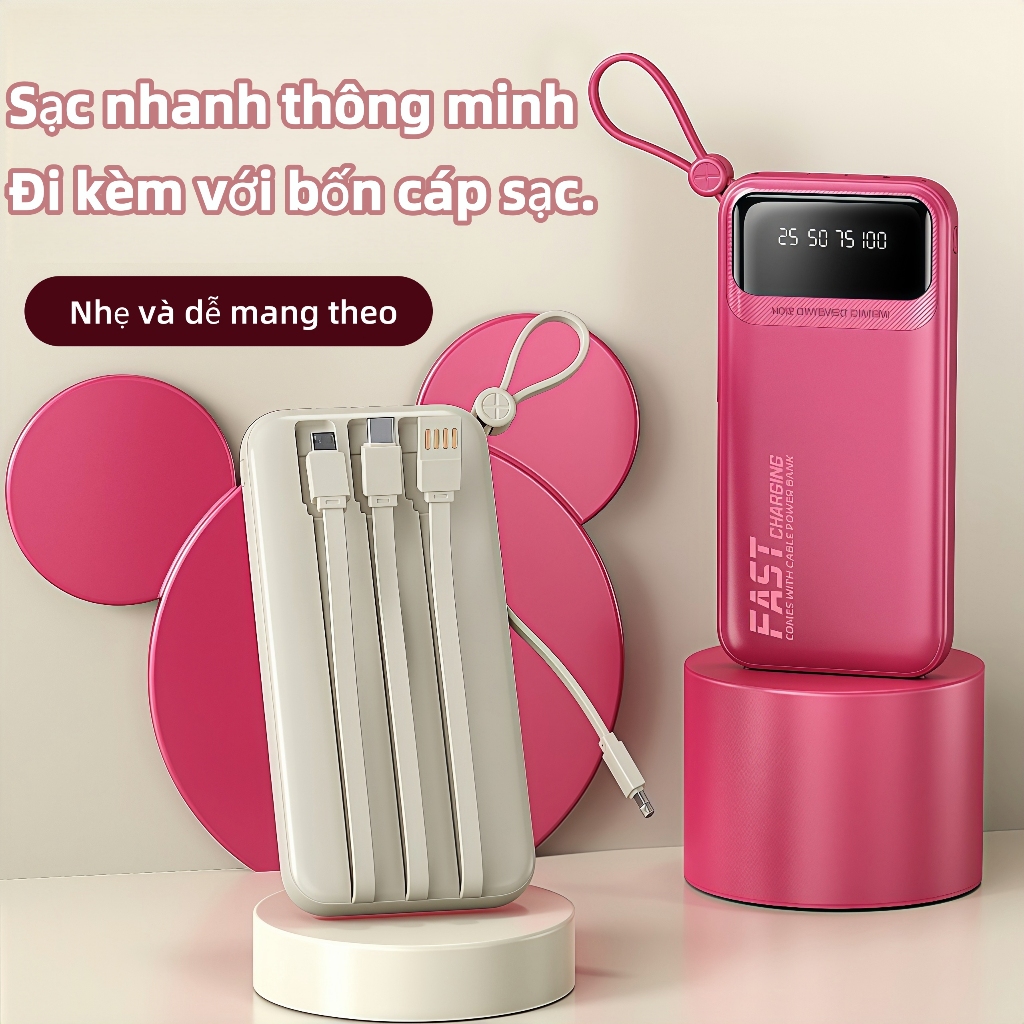 Power Bank 10000-50000mah with Charging Cable 22.5W PD Fast Charging Digital Display Type-C Lightnin