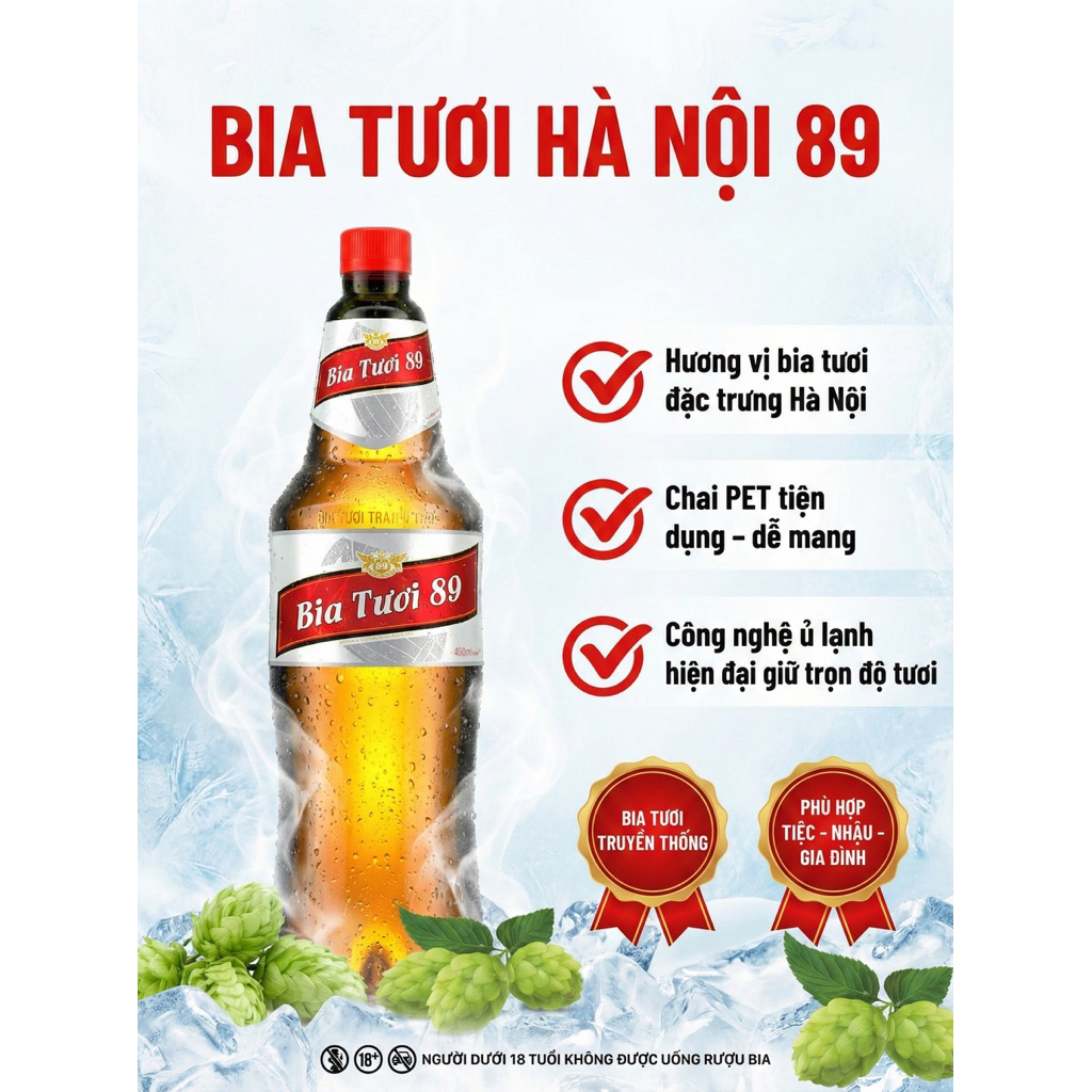 bia tươi 89 1 sản phẩm của nhà máy Habeco Trading 89