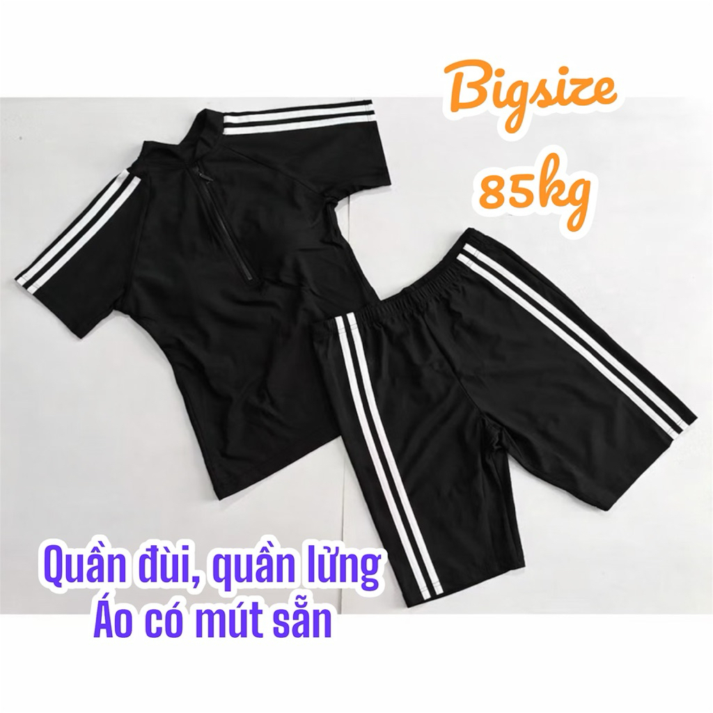 Đồ bơi nữ bigsize tay ngắn quần lửng kín đáo- Bikini đi biển big size 2 mảnh quần short- shopnabi TN2MSL_3SOC