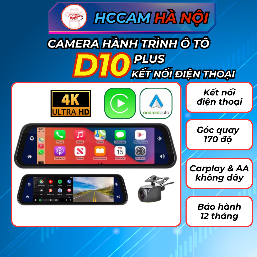 (HOT) Camera hành trình gắn gương HCCam D10 Plus