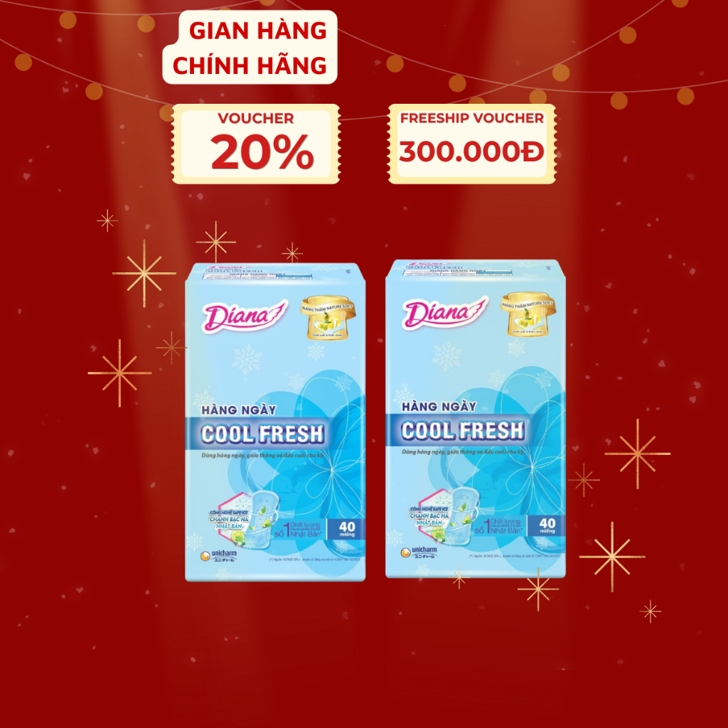 [Diana] Băng vệ sinh Diana Hàng ngày Sensi Compact / Cool Fresh / Kháng khuẩn 40 miếng