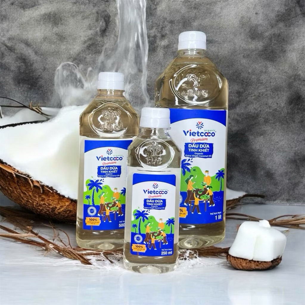 Dầu Dừa Vietcoco Nguyên Chất - Dầu Dừa Ép Lạnh Vietcoco, Dầu Dừa Tinh Khiết Organic Vietcoco Dầu Dừa