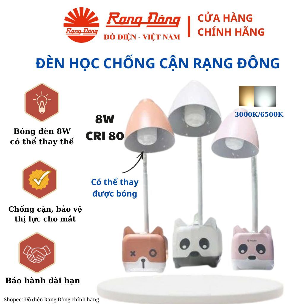 Đèn bàn Led chống cận 8W Rạng Đông, bảo vệ thị lực cho mắt - Model: RD-RL-48 8W