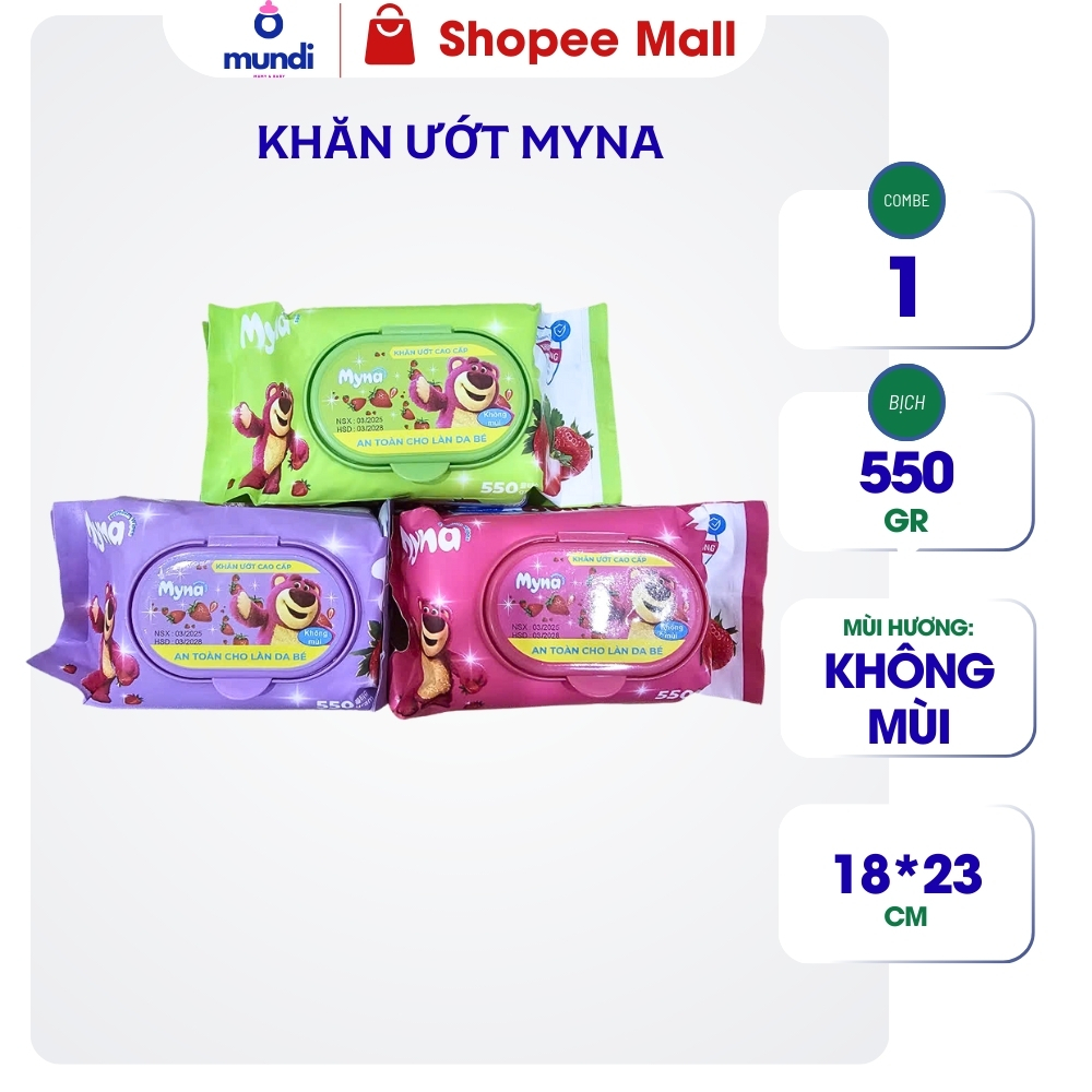 1 Gói Khăn Ướt Myna 550Gr Không Mùi Tiện Dụng - An Toàn - 3 Màu Lựa Chọn, Khăn Lau, Khăn Ướt Myna