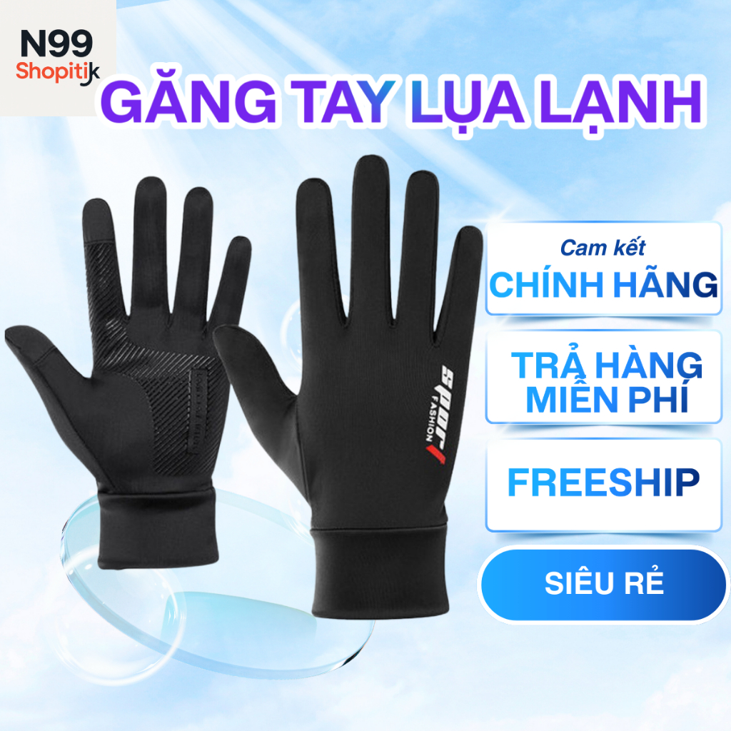 Đôi găng tay vải lụa lạnh chống trượt chống nắng/ chống tia UV cảm ứng màn hình - thể thao/đi xe máy