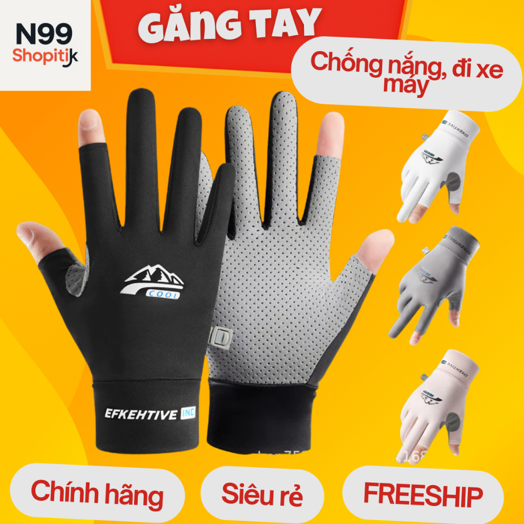 Găng tay chống nắng UPF50+ và tia UV bằng lụa lạnh Iceberg thoáng khí chống trượt cho nam và nữ