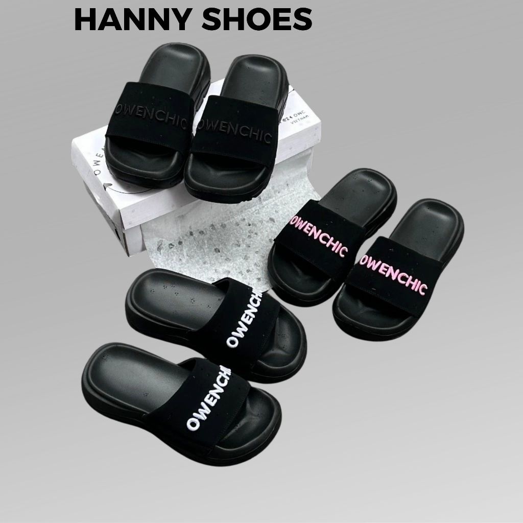 Owenchic Dép Owenchic Logo Thêu Nam Nữ Đế Cao Êm Chân Kèm Hộp / Bảo Hành / hỗ trợ đổi size