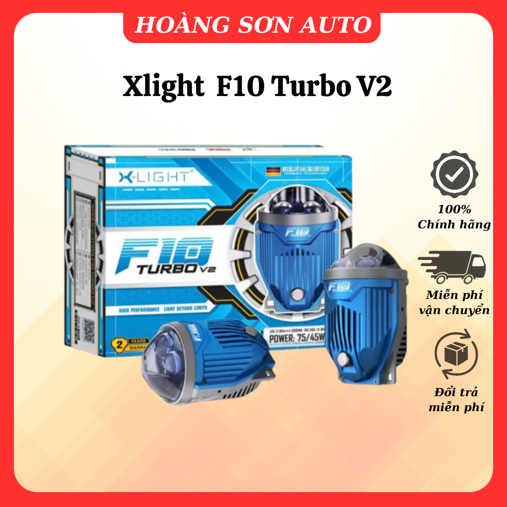 Bi gầm F10 Turbo V2-Xlight chính hãng, có trợ sáng tâm pha, bản mới 2026