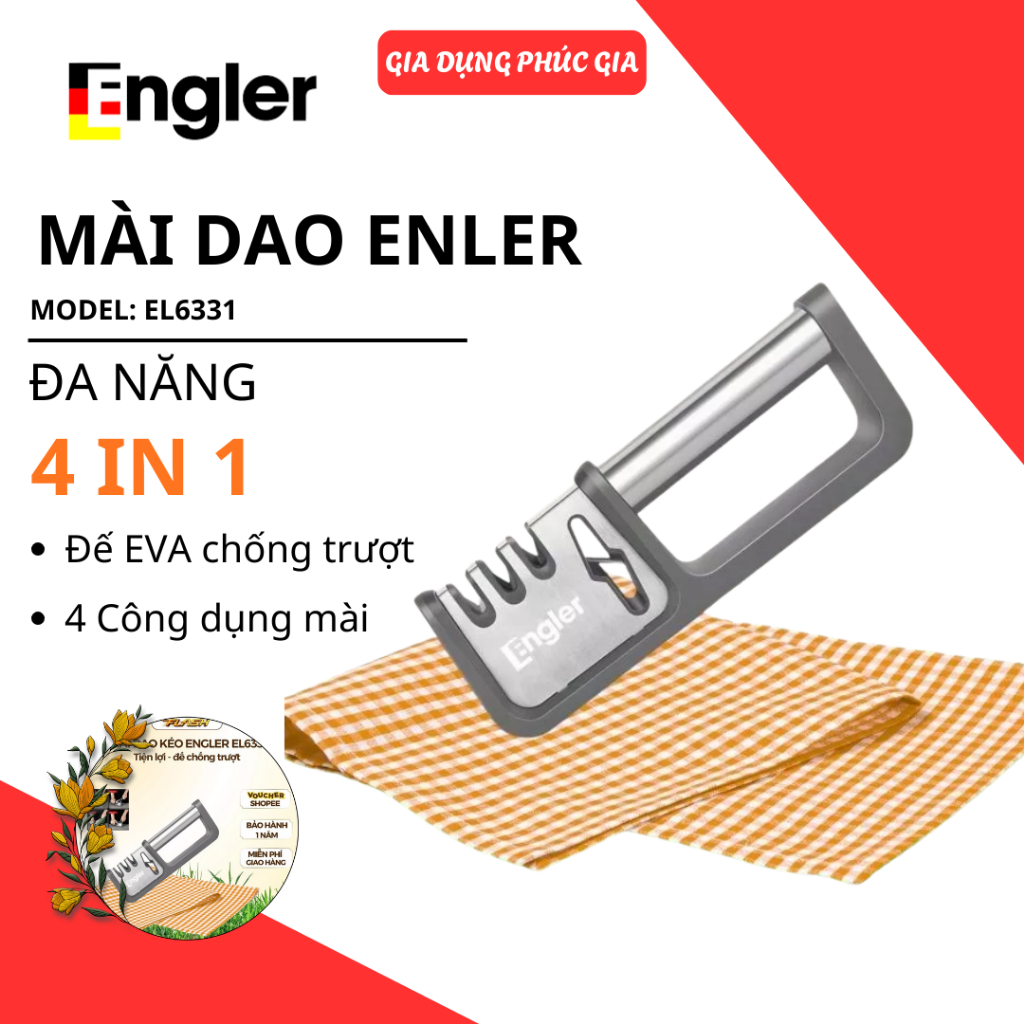 Máy Mài Dao Engler, Mài Dao Kéo Chuyên Dụng + 4 in 1, Tay Cầm Thoải Mái, Chống Trượt EL6331 ENGLER -