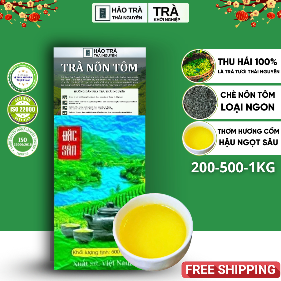 Trà Nõn Tôm Tân Cương Thái Nguyên Hảo Trà – Loại Ngon - Nước Xanh Chát Dịu Thơm Hương Cốm Non Vị Ngọ