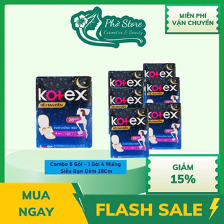 Gói 3 miếng Băng vệ sinh Kotex siêu ban đêm siêu mỏng cánh 28cm/ 35cm