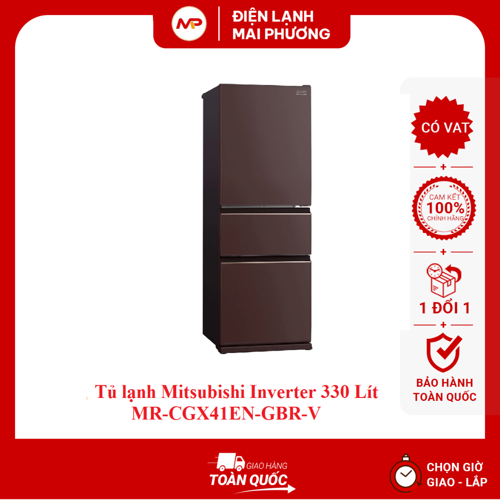 Tủ lạnh Mitsubishi Inverter 330 Lít MR-CGX41EN-GBR-V - Bảo hành 2 năm chính hãng