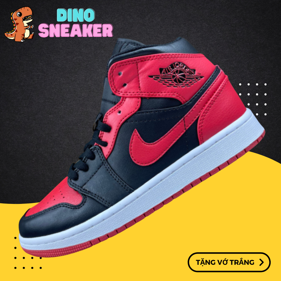 Giày Sneaker Thể Thao 𝓙𝓓1 Cổ Cao Đỏ Đen - DinoSneaker99