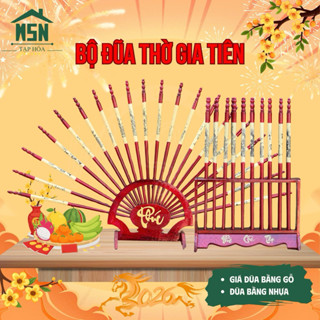 Bộ Đũa Để Trên Bàn Thờ Gia Tiên, Bộ Đũa Thờ Gồm 10 Đôi Đũa Nhựa Kèm Giá Bằng Gỗ - TẠP HOÁ MSN