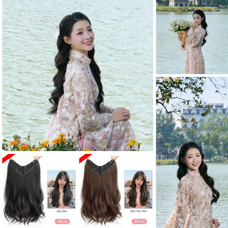  Tóc giả CHỤP ÁO DÀI KẸP nửa đầu Xoăn lơi dài 60cm 45cm chụp ảnh kỷ yếu đi học Tóc giả xoăn sóng tóc thẳng kẹp phím 
