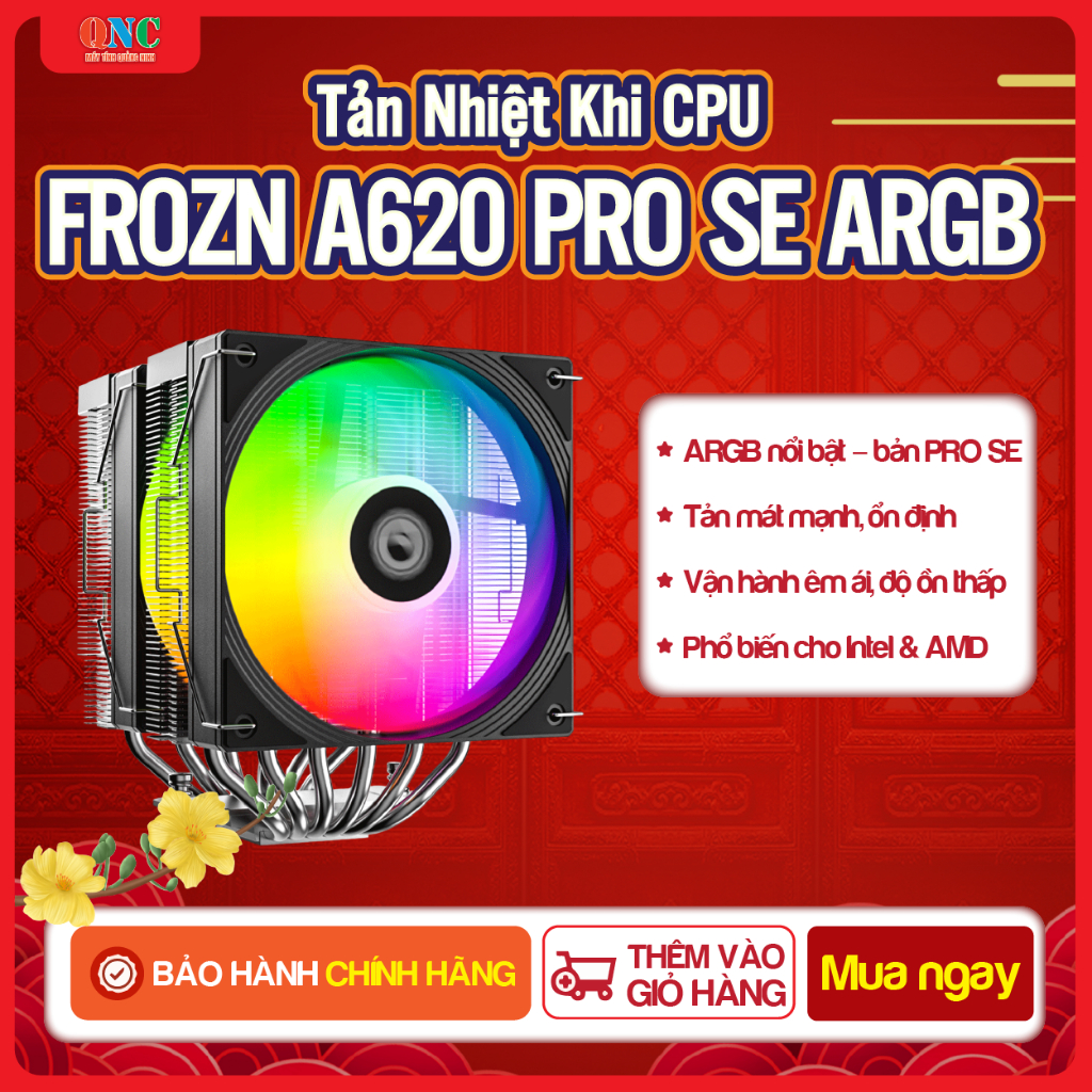 Tản Nhiệt Khí CPU ID-COOLING FROZN A620 PRO SE ARGB | Dual Tower 2 Fan 120mm | Hỗ Trợ Intel & AMD