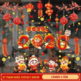 Decal Dán Trang trí cửa kính đón năm mới 2026, tranh tết PA9465
