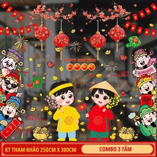 Decal Dán Trang trí cửa kính đón năm mới 2026, tranh tết PA9465