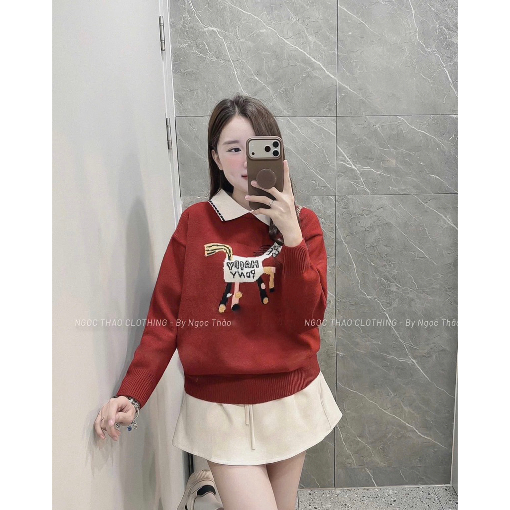 [𝑪𝒐𝑪𝒂] Áo len đỏ plo hoạt hình QCL1