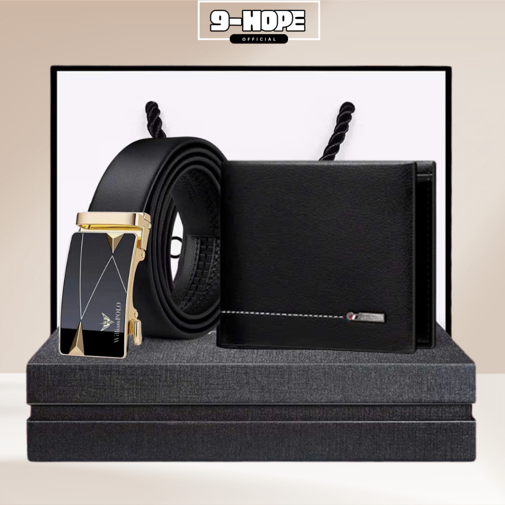 COMBO Thắt Lưng Nam William Polo Da Cao Cấp Khóa Tự Động Và Ví Da Nam Lịch Lãm TL87+Ví14