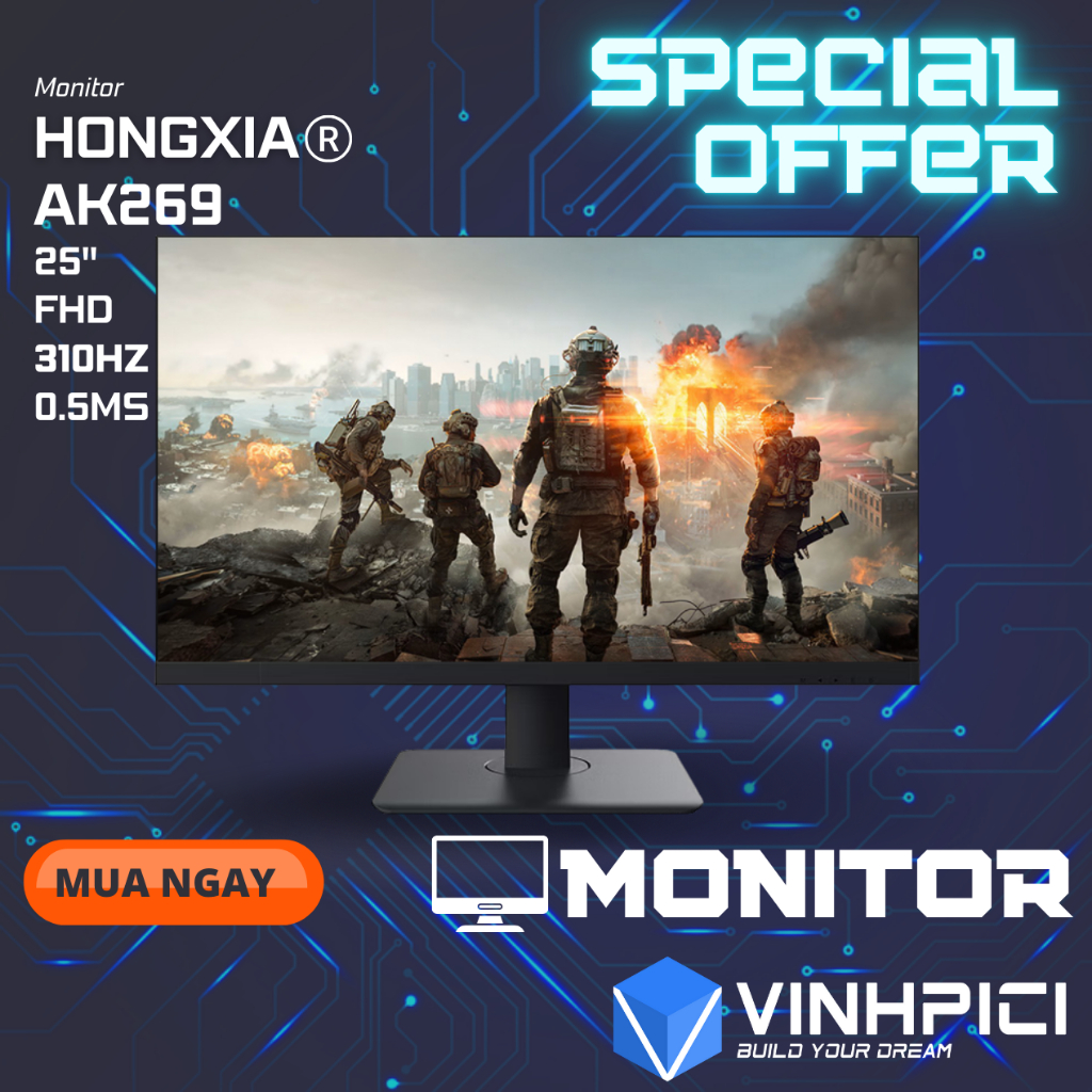 Màn hình Gaming HONGXIA AK269 (25inch/FHD/Fast-IPS/310Hz/0.5ms) chung Panel XG259CMS chuyên Valorant
