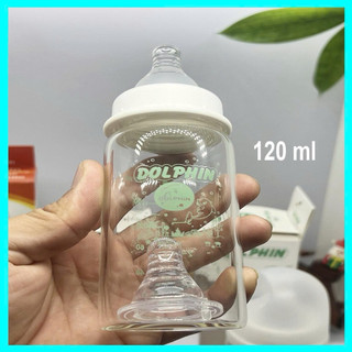 Bình sữa chất liệu thuỷ tinh an toàn Dolphin cổ hẹp 120ml/240ml và 180ml cổ rộng