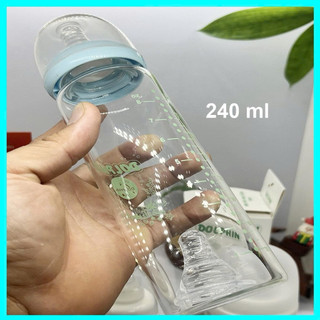 Bình sữa chất liệu thuỷ tinh an toàn Dolphin cổ hẹp 120ml/240ml và 180ml cổ rộng