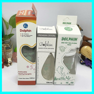 Bình sữa chất liệu thuỷ tinh an toàn Dolphin cổ hẹp 120ml/240ml và 180ml cổ rộng