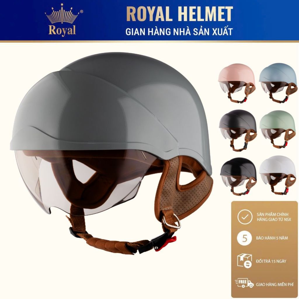 Mũ bảo hiểm 1/2 đầu Royal M38k kính âm size L XL chính hãng cho nam nữ đi xe máy