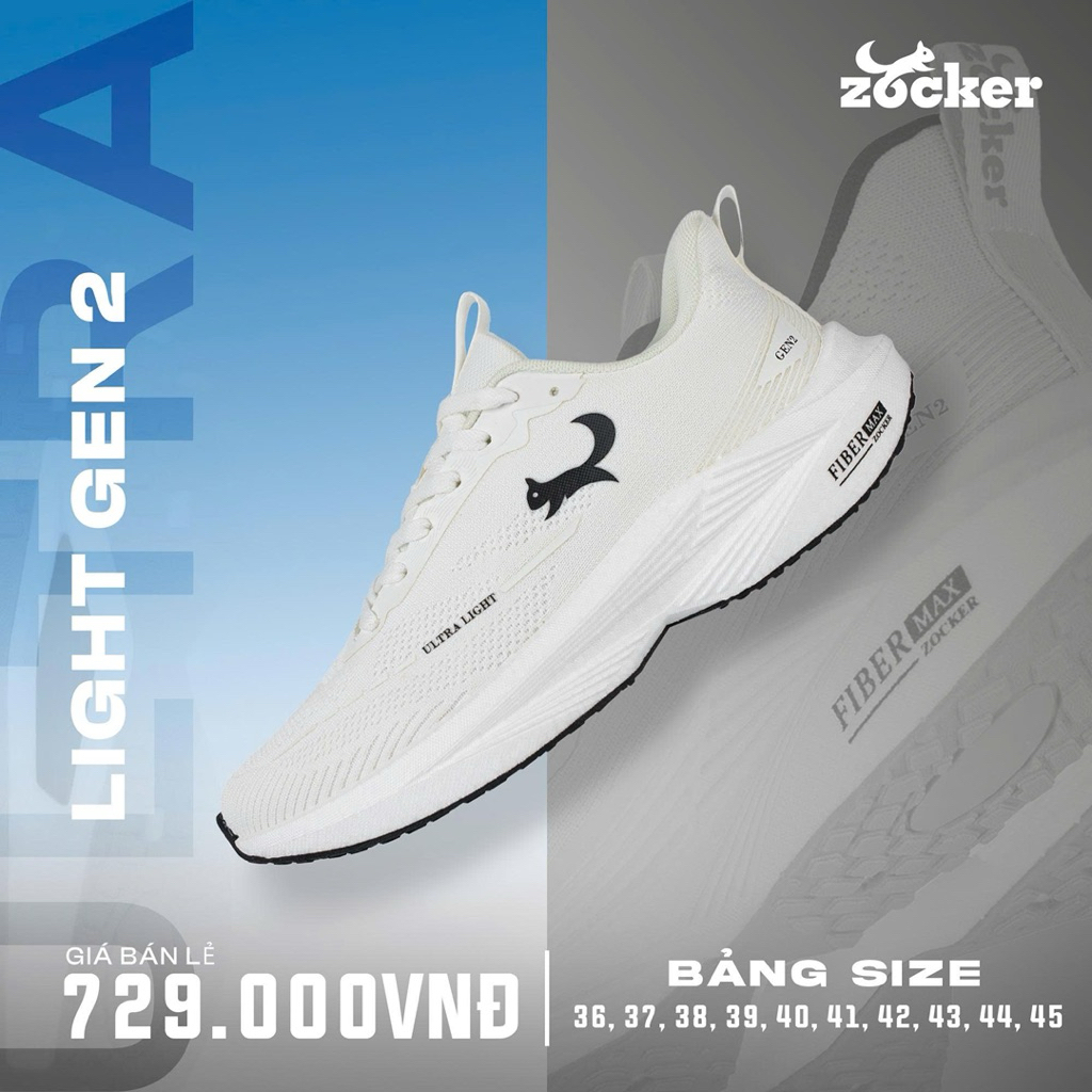 Giày Chạy Bộ Zocker Ultra Light Gen 2 Đủ Êm-Bền-Nhẹ
