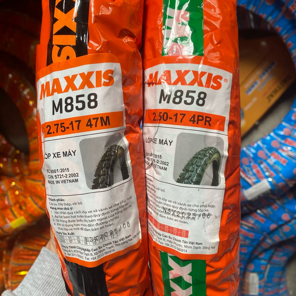 Vỏ lốp xe máy chân chó Maxxis thông số 250-17, 275-17 có săm / Lốp gai cục leo núi, gai vuông địa hì