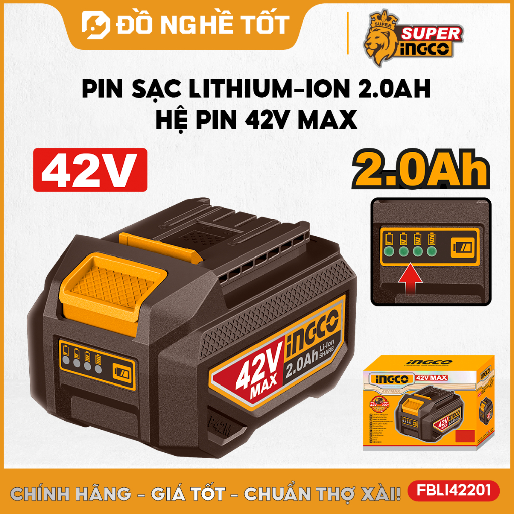 Pin Sạc Lithium-Ion 2.0Ah – Hệ Pin 42V MAX INGCO FBLI42201