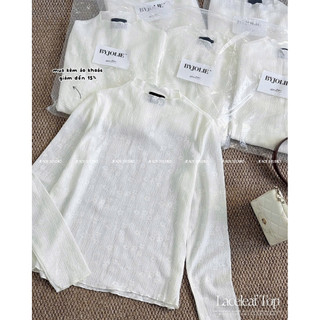  Áo Thun Ren Nữ Dài Tay Màu Be – Laceleaf Top Cotton Co Giãn Freesize <60kg 